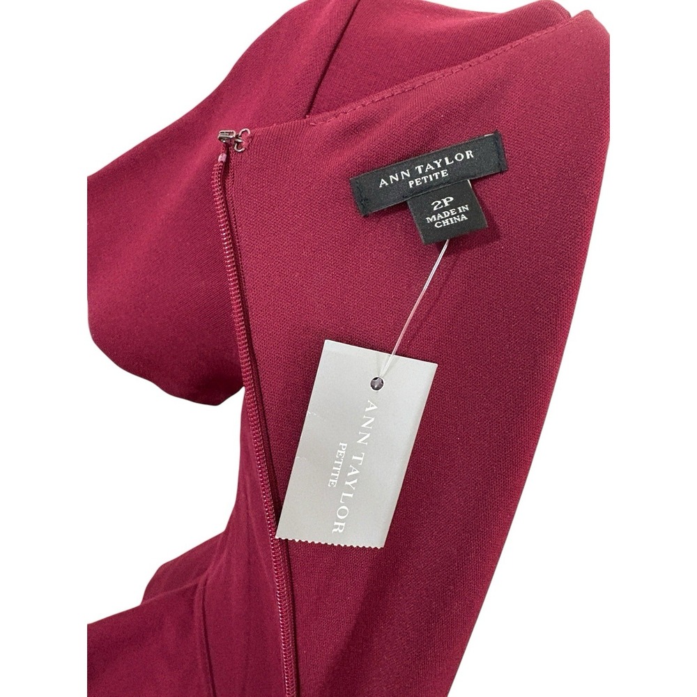 NWT Ann‎ Taylor Dress Peplum Burgundy Sz 2P Office Career  Professional Wiggle - Picture 8 of 10